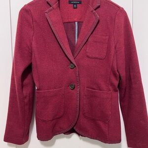 Lands' End Burgundy Blazer Tailored Knit Jacket 8P